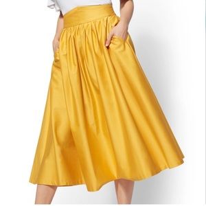 7th Avenue Design Studio New York & Company High Waisted Skirt Marigold Yellow